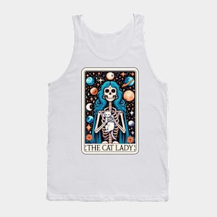 Cosmic Cat Lady Skeleton Lover Planets Space Tank Top